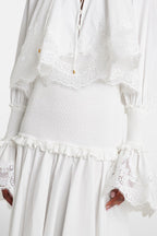 Kiara Embroidery Smocked Waist Maxi Dress
