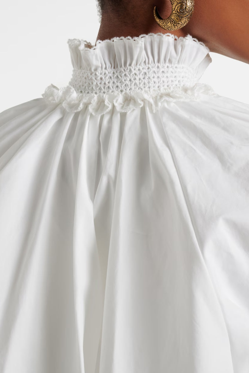 Kiara Embroidery Smocked Waist Maxi Dress