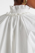 Kiara Embroidery Smocked Waist Maxi Dress