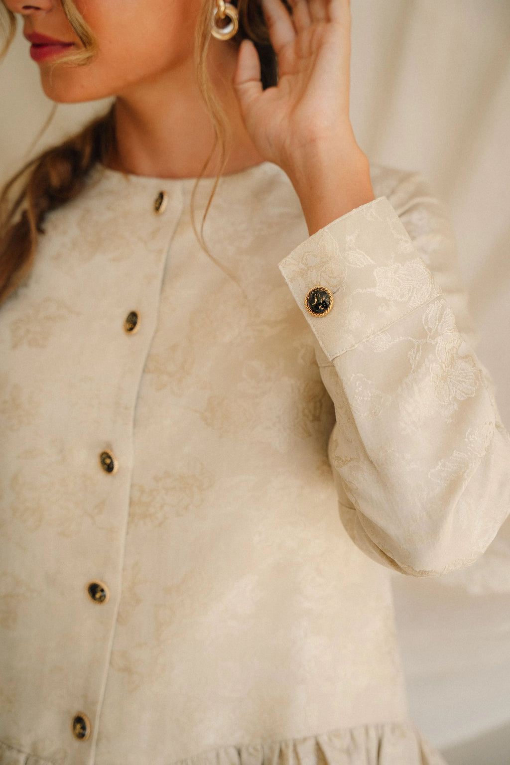 Mina Sculptural Peplum Jacquard Set