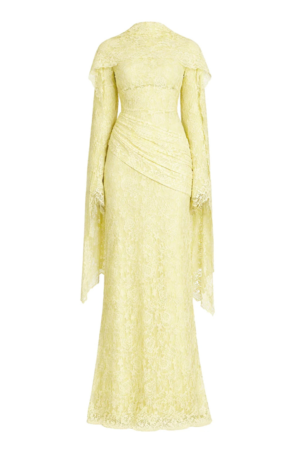 Lace Texture Ruched Drape Maxi Dress