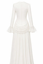 Amara Laurel Motif Draped Waist Maxi Dress