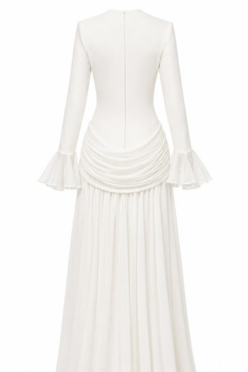 Amara Laurel Motif Draped Waist Maxi Dress