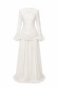 Amara Laurel Motif Draped Waist Maxi Dress
