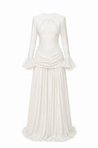 Amara Laurel Motif Draped Waist Maxi Dress