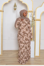 Salma Asymmetric Ruffle-Trim Floral Maxi-Coffee