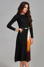 Reese Gradient Patchwork Pleated Midi Dress	