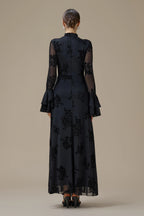Kaia Twist Front Flare Sleeve Maxi-Black
