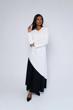 Zoe Asymmetrical Flare Sleeve Tunic Top-White