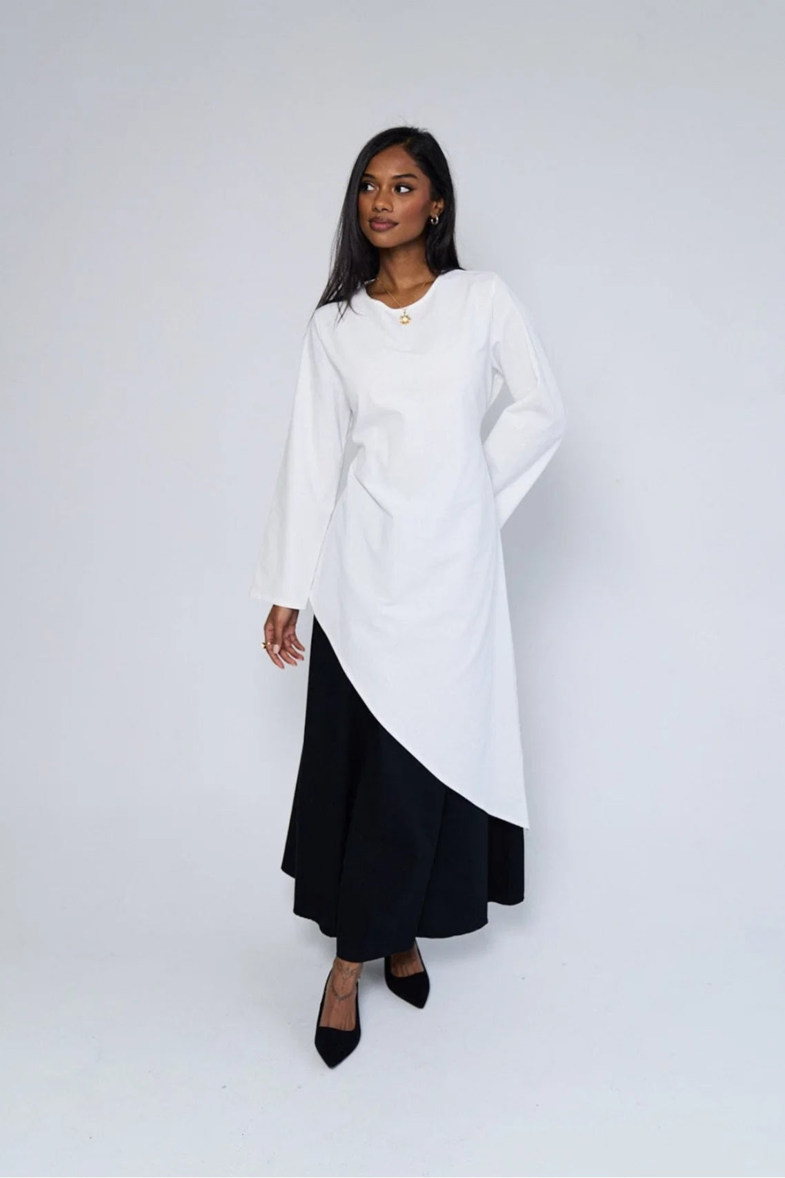 Irene Elastic Waist Casual Maxi Skirt-Black