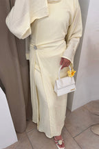 Sara Brooch Waist Tie Maxi Dress-Yellow