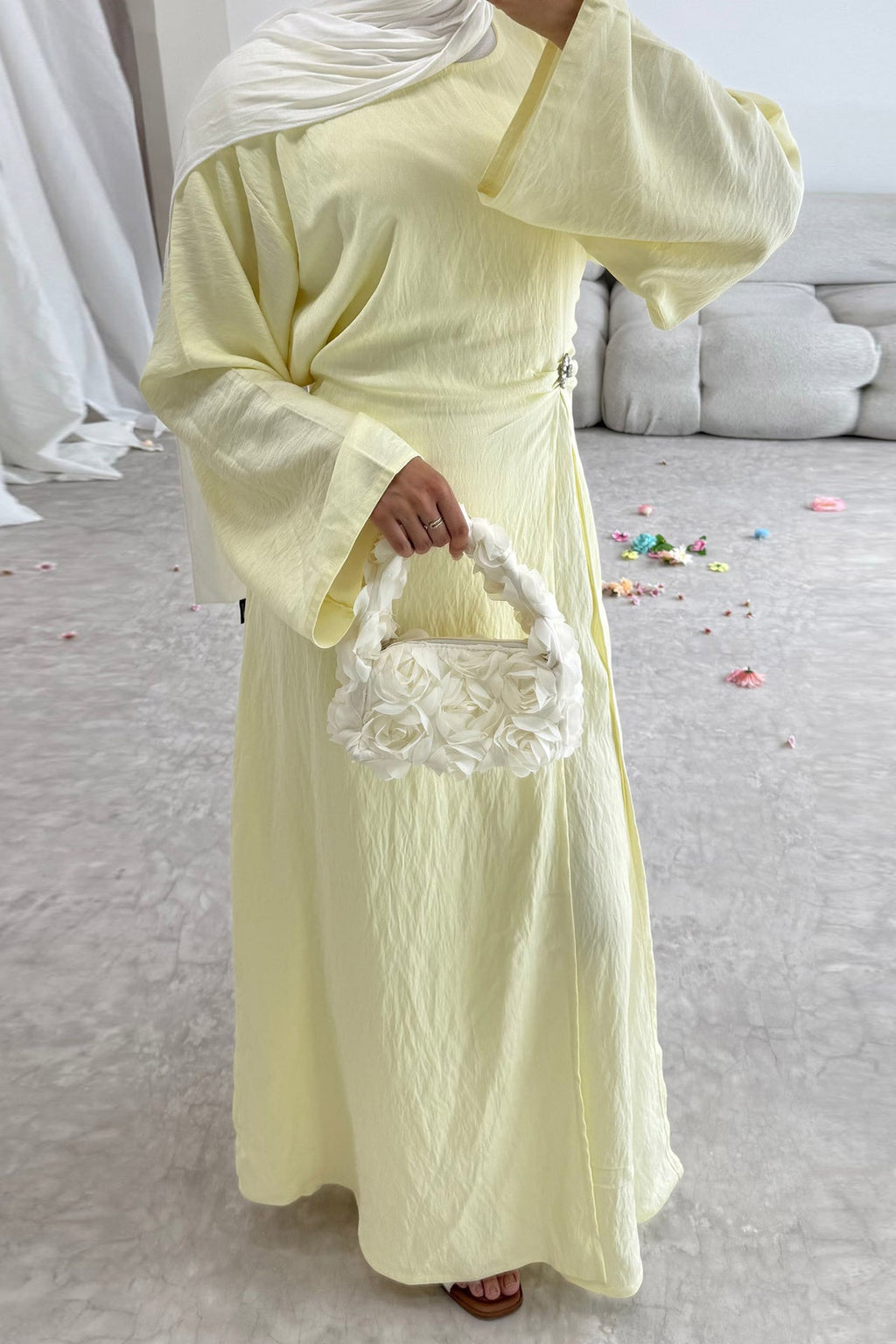 Sara Brooch Waist Tie Maxi Dress-Yellow