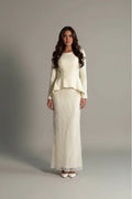 Maya Peplum Beaded Lace Two Piece Maxi Gown