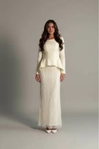 Maya Peplum Beaded Lace Two Piece Maxi Gown