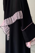 Kate Piping Bow Mesh Abaya
