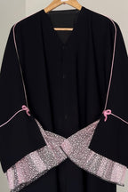 Kate Piping Bow Mesh Abaya