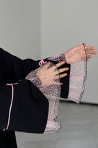Kate Piping Bow Mesh Abaya
