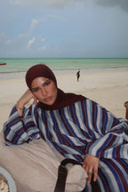 Safiya Multi-Track Linear Stripe Open Abaya
