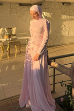 3D Floral Applique Chiffon Cape Peplum Maxi Dress