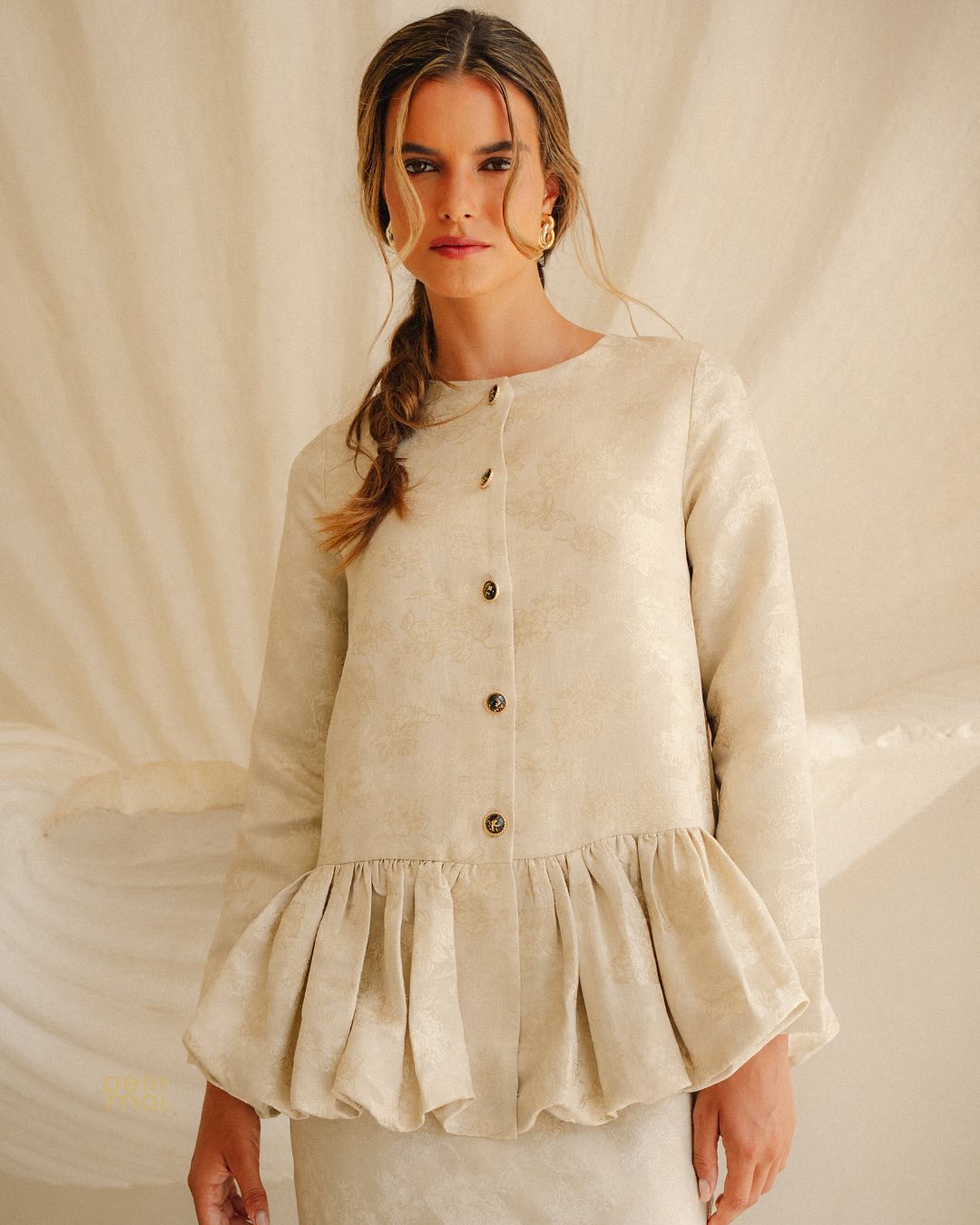 Mina Sculptural Peplum Jacquard Set