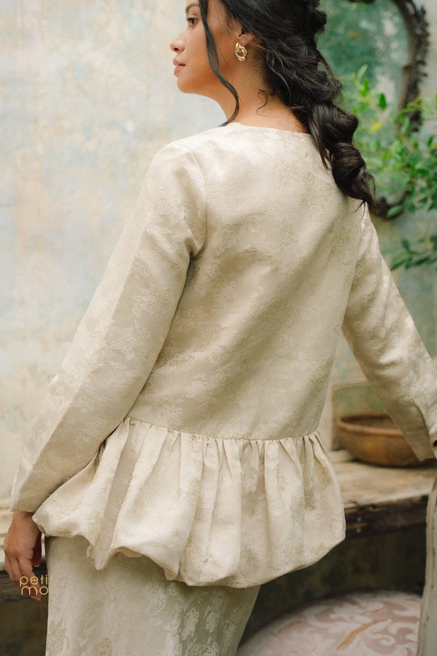 Mina Sculptural Peplum Jacquard Set
