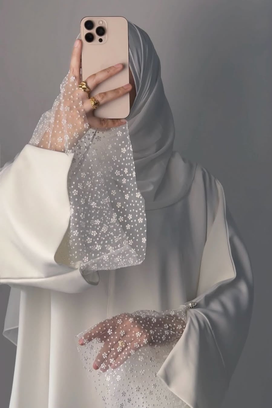 Iris Pearl Mesh Cuff Maxi Dress