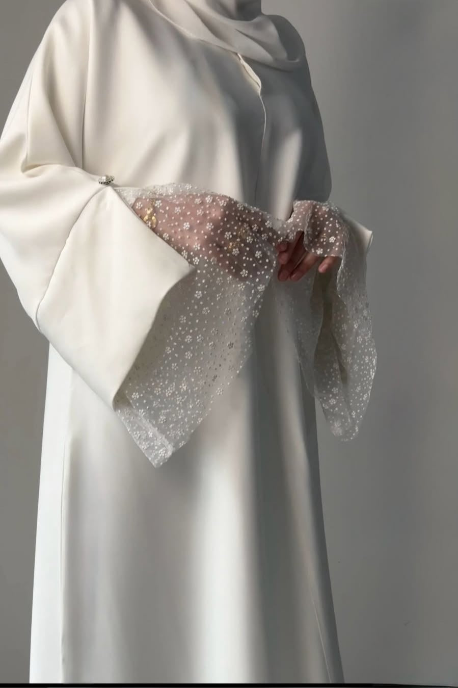 Iris Pearl Mesh Cuff Maxi Dress