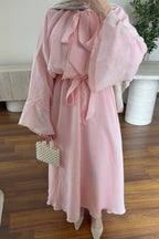 Luminous Organza Dual Tie Bow Flared A Line Maxi Dress