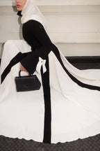 Black & White Color-Blocked Modest Maxi Dress