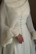 Button Down Attached Scarf Accent Maxi Dress