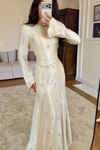 Elena Embroidered Crinkle Flare Sleeve Dress