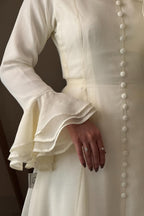 Button Down Attached Scarf Accent Maxi Dress