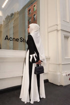 Black & White Color-Blocked Modest Maxi Dress