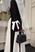 Black & White Color-Blocked Modest Maxi Dress