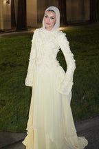 Floral Embroidered Texture Modest Maxi Gown
