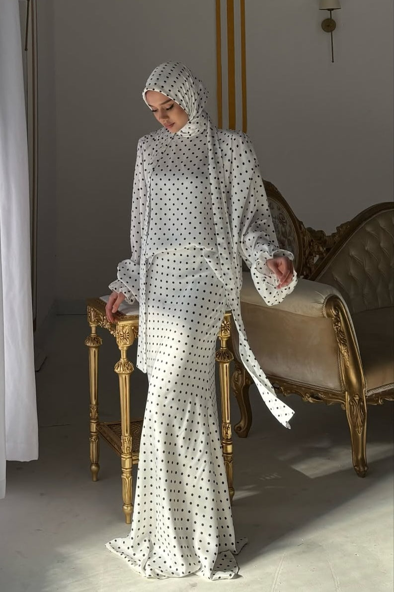 Aria Polka Dot Blouse and Skirt Set