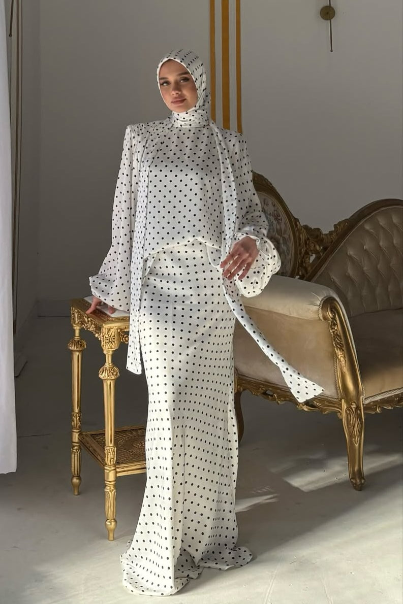 Aria Polka Dot Blouse and Skirt Set