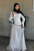 Zoya Asymmetric Lace-Trim Polka-Dot Maxi-White