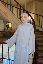 Luminous Textured Shimmer Three Piece Outerwear Set-Blue