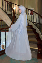 Luminous Textured Shimmer Three Piece Outerwear Set-Blue