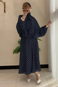 Polka Dot Pussy-Bow Blouse and Maxi Skirt Co-ord Set-Black