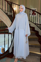 Luminous Textured Shimmer Three Piece Outerwear Set-Blue