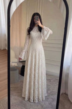 High Neck Lace Overlay Maxi Dress