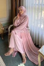 Luminous Textured Shimmer Three Piece Outerwear Set-Pink