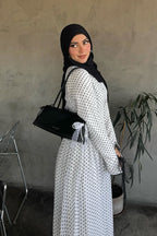 Zoya Asymmetric Lace-Trim Polka-Dot Maxi-White