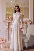 High Neck Lace Overlay Maxi Dress