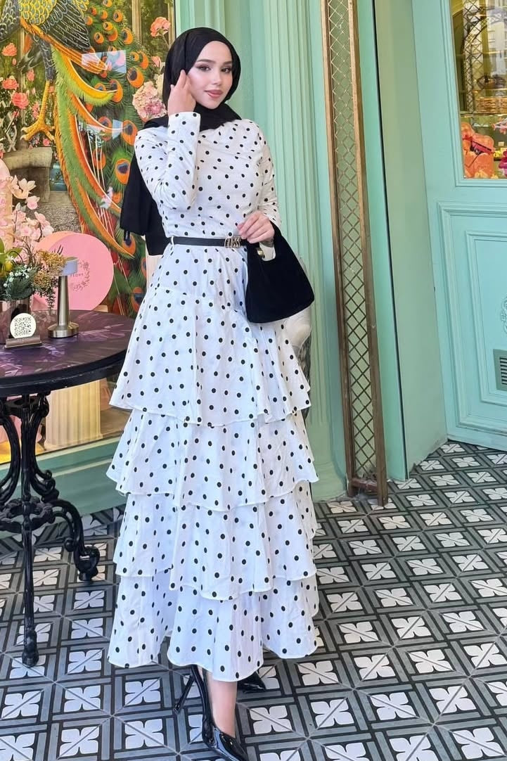 Polka Dot Tiered Ruffle Skirt Maxi Dress
