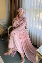 Luminous Textured Shimmer Three Piece Outerwear Set-Pink