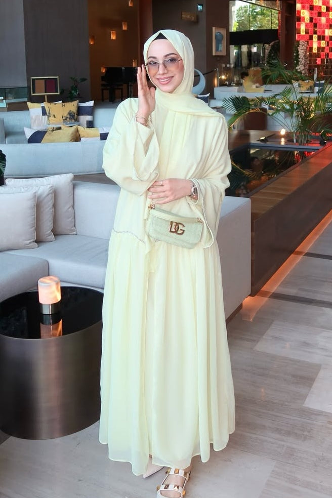 Luminous Textured Shimmer Three Piece Outerwear Set-Green