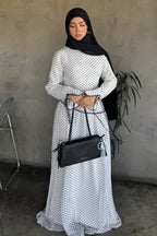 Zoya Asymmetric Lace-Trim Polka-Dot Maxi-White